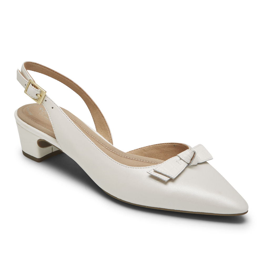 Rockport Womens Total Motion Gracie Bow Slingback - Heels White - JAK563809